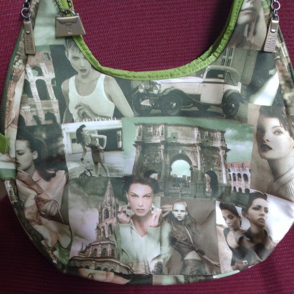 ❤️JEANNE LOTTIE Art Deco Nylon Hobo Purse +3 Logo Zip Pulls & 1 Purse JL Key FOB - Picture 2 of 10